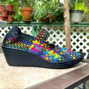 Bare Traps Umma Rainbow Mary Jane Wedge Sandals 8